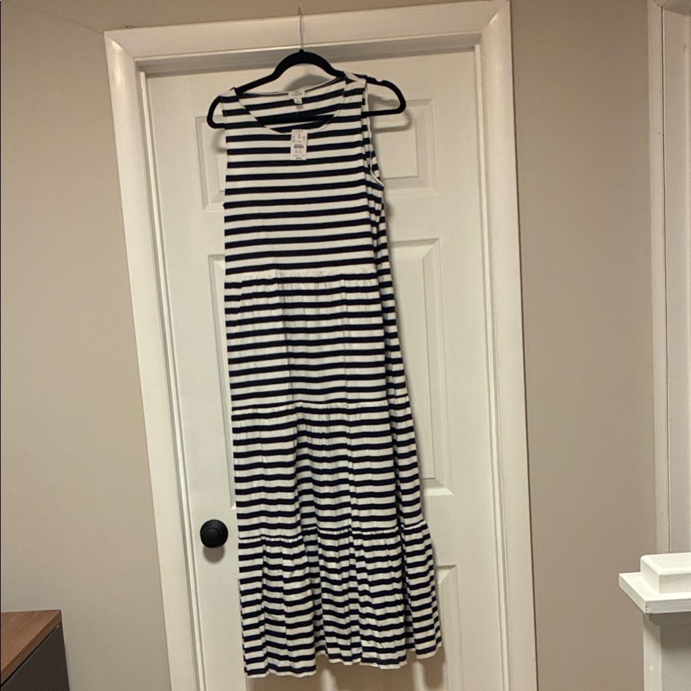 J. Crew Black and White Striped Maxi Dress